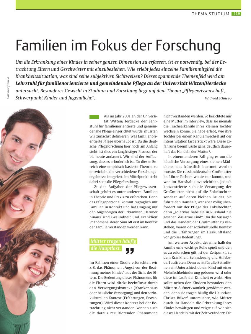 Vorschauseite 1: Familien im Fokus der Forschung