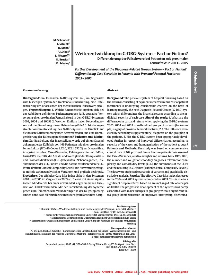 Vorschauseite 1: Weiterentwicklung im G-DRG-System - Fact or Fiction?