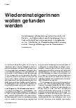 Vorschauseite 1: Wiedereinsteigerinnen wollen gefunden werden.