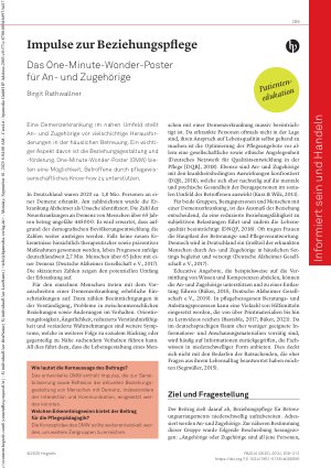 Vorschauseite 1: Impulse zur Beziehungspflege Das One-Minute-Wonder-Poster für Anund Zugehörige