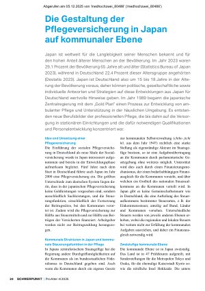 Vorschauseite 1: Die Gestaltung der Pflegeversicherung in Japan auf kommunaler Ebene