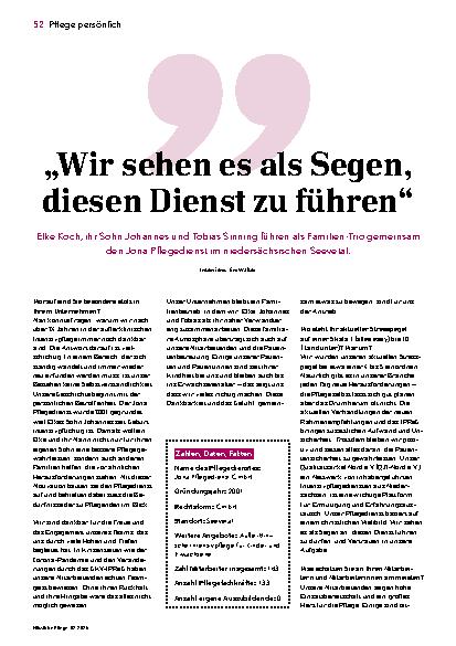 Vorschauseite 1: „Wir sehen es als Segen, diesen Dienst zu führen“