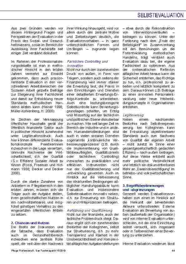 Vorschauseite 2: Selbstevaluation ein Instrument zur Qualitätssicherung im Pflegeund Gesundheitsbereich