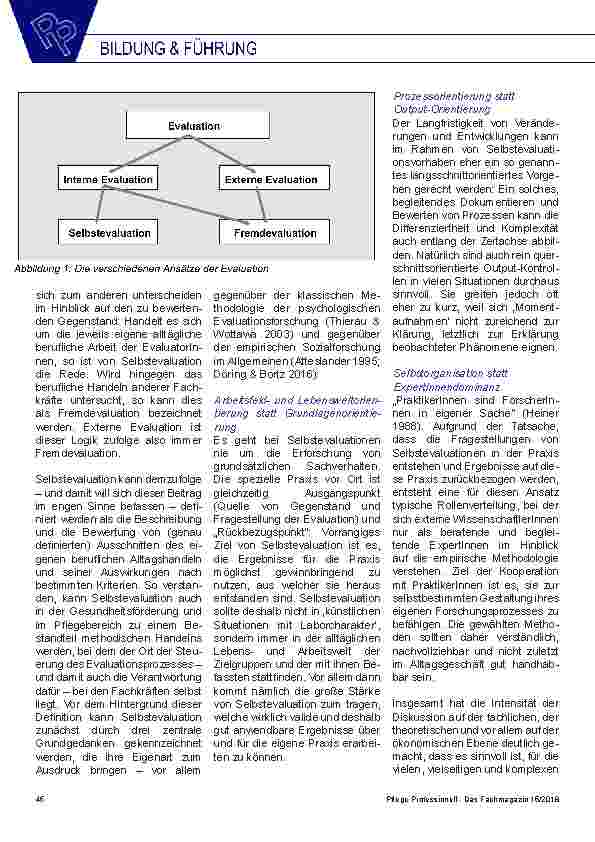 Vorschauseite 3: Selbstevaluation ein Instrument zur Qualitätssicherung im Pflegeund Gesundheitsbereich
