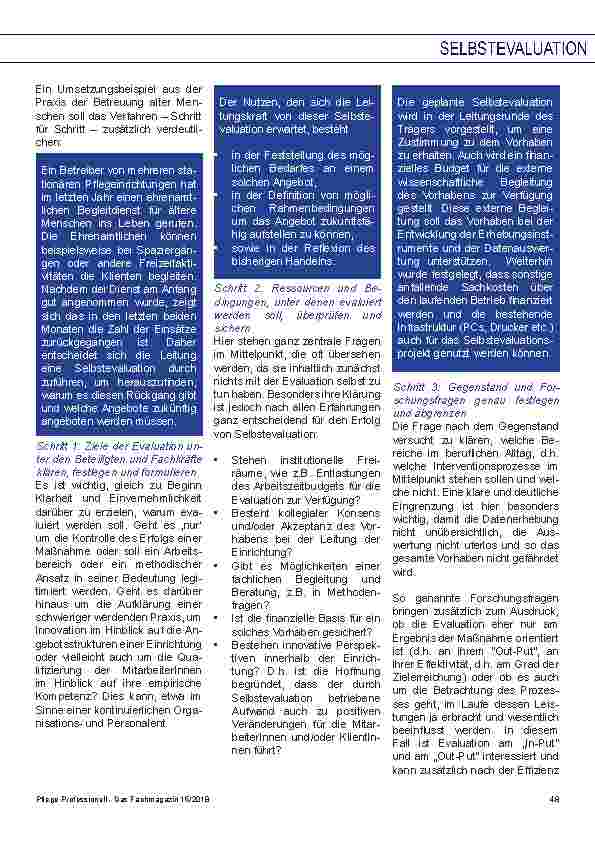 Vorschauseite 5: Selbstevaluation ein Instrument zur Qualitätssicherung im Pflegeund Gesundheitsbereich