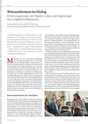 Vorschauseite 1: Wissensformen im Dialog Erfahrungswissen von Patient_innen und Angehörigen als (un)gehörte Ressource