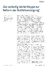 Vorschauseite 1: Die vorläufig letzte Etappe zur Reform der Notfallversorgung