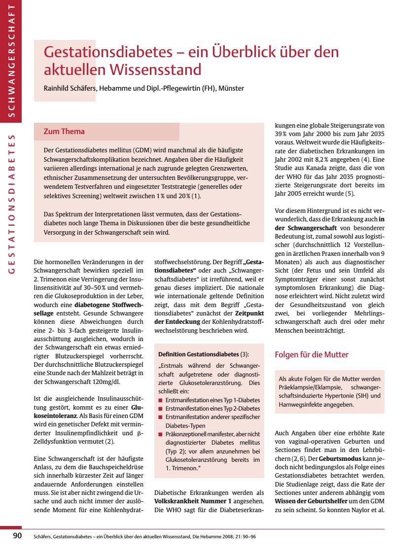 Vorschauseite 1: Gestationsdiabetes - ein Überblick über den aktuellen Wissensstand