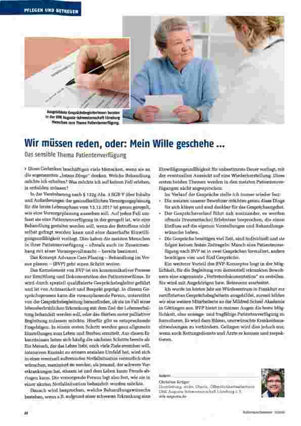 Vorschauseite 1: Wir müssen reden, oder: Mein Wille geschehe... Das sensible Thema Patientenverfügung