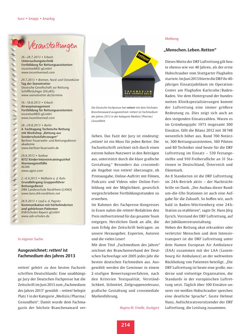 Vorschauseite 1: Meldung? ?Menschen. ?Leben. ?Retten?