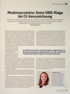 Vorschauseite 1: Medizinprodukte: Keine UWG-Klage bei CE-Kennzeichnung