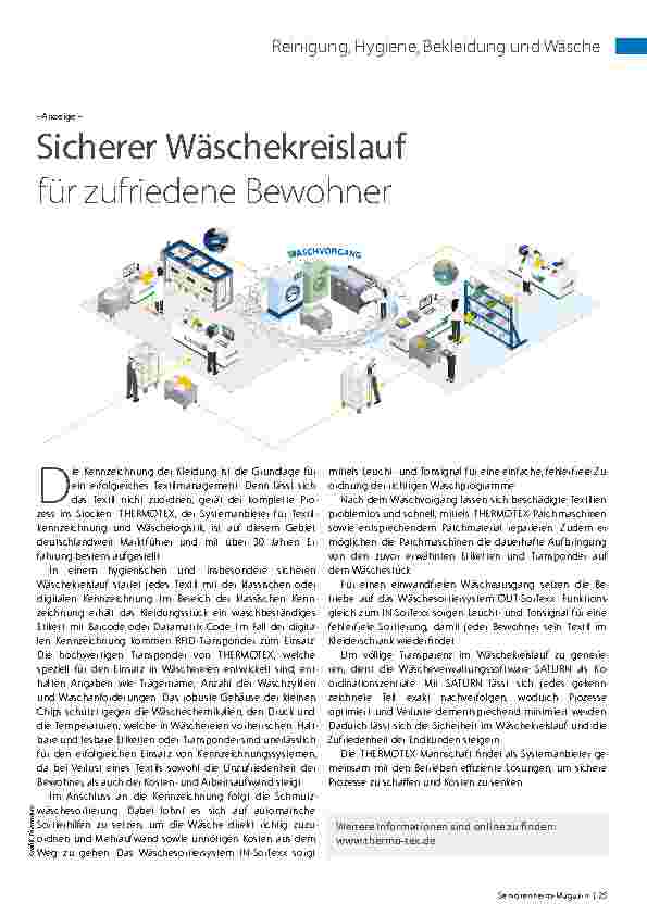 Vorschauseite 2: Wie gute und intelligente Technologien bereits heute und in Zukunft die Textilhygiene unterstützen.