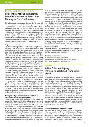Vorschauseite 1: Neues Projekt von Frauengesundheit in Tenever »Klimagerechte Gesundheitsförderung für Frauen* im Quartier«
