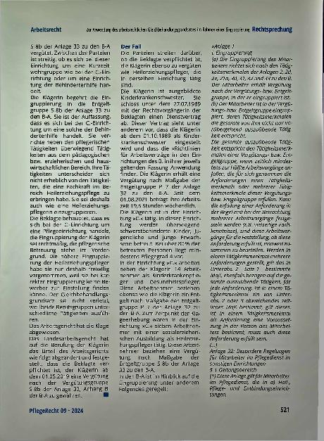 Vorschauseite 2: Zur Anwendung des arbeitsrechtlichen Gleichbehandlungsgrundsatzes im Rahmen einer Eingruppierung.