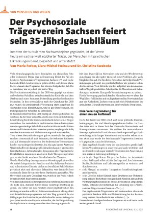 Vorschauseite 1: Der Psychosoziale Trägerverein Sachsen feiert sein 35-jähriges Jubiläum