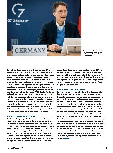 Vorschauseite 2: Gesundheitspolitische Ziele der G7-Präsidentschaft: Mehr Gesundheitsschutz für alle Menschen