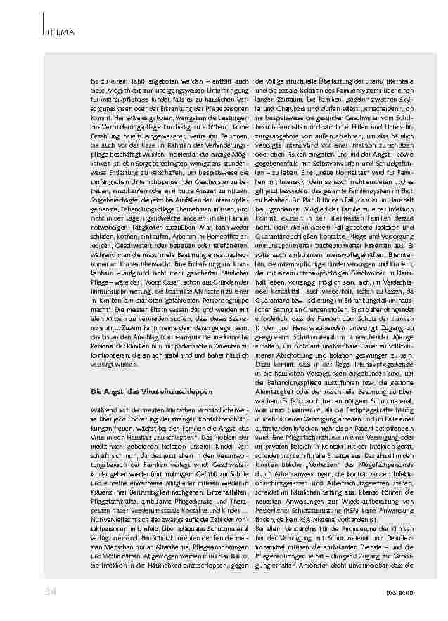 Vorschauseite 2: Intensivkinder zu Hause während der Corona-Pandemie: Eine kritische Bestandsaufnahme