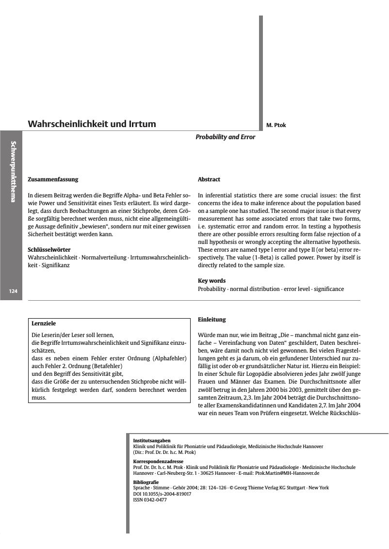 Vorschauseite 1: Wahrscheinlichkeit und Irrtum