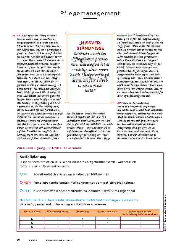 Vorschauseite 3: Für den Notfall VORSORGEN