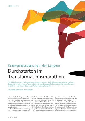 Vorschauseite 1: Krankenhausplanung in den Ländern Durchstarten im Transformationsmarathon