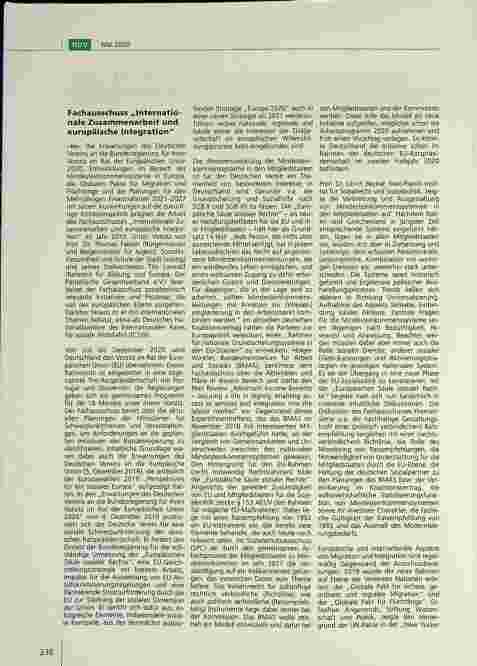 Vorschauseite 1: Fachausschuss „Internationale Zusammenarbeit und europäische Integration“