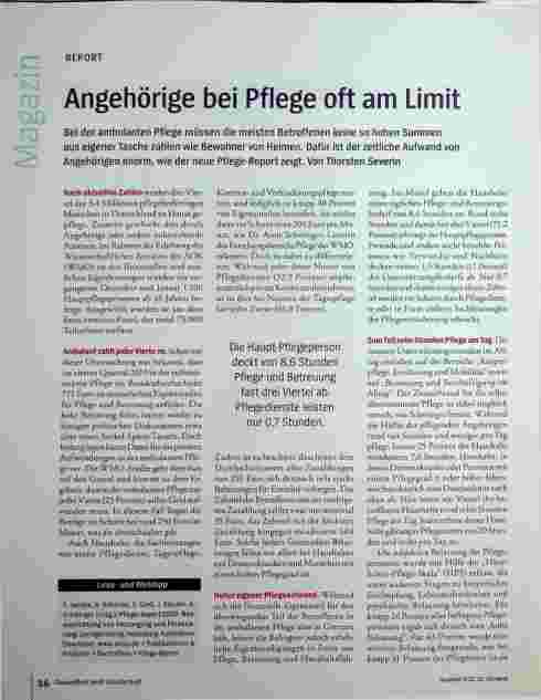 Vorschauseite 1: Angehörige bei Pflege oft am Limit