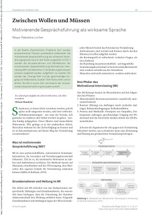 Vorschauseite 1: Zwischen Wollen und Müssen Motivierende Gesprächsführung als wirksame Sprache