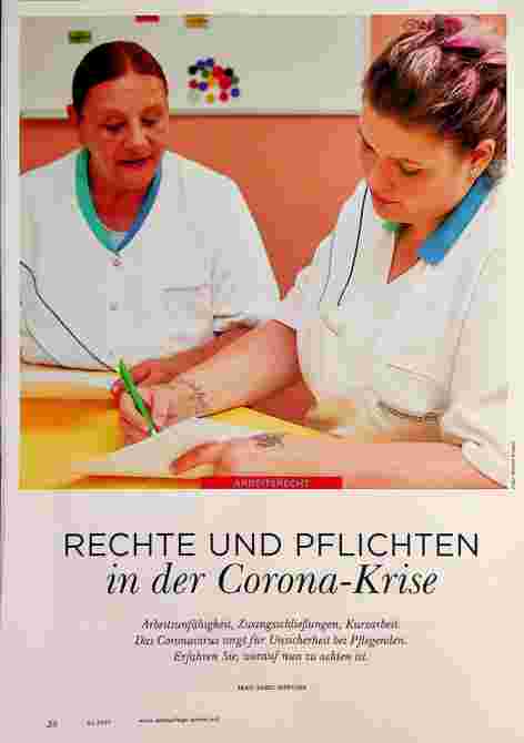 Vorschauseite 1: RECHTE UND PFLICHTEN in der Corona-Krise