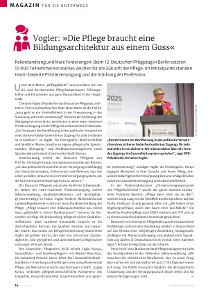 Vorschauseite 1: Vogler: »Die Pflege braucht eine Bildungsarchitektur aus einem Guss«
