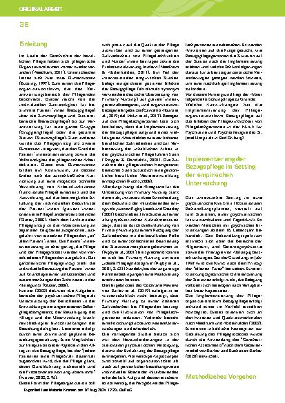 Vorschauseite 2: Implementierung des Bezugspflegesystems in der Psychiatrie: die Sichtweise von Pflegefachpersonen auf den veränderten Arbeitsalltag und Versorgungshandeln - eine qualitative Studie