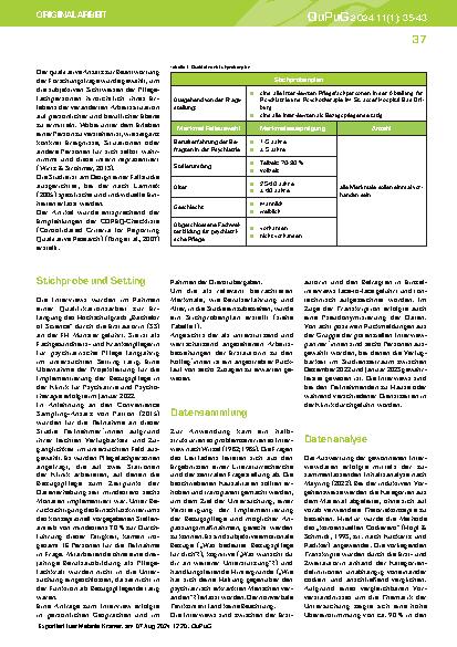 Vorschauseite 3: Implementierung des Bezugspflegesystems in der Psychiatrie: die Sichtweise von Pflegefachpersonen auf den veränderten Arbeitsalltag und Versorgungshandeln - eine qualitative Studie
