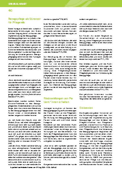 Vorschauseite 6: Implementierung des Bezugspflegesystems in der Psychiatrie: die Sichtweise von Pflegefachpersonen auf den veränderten Arbeitsalltag und Versorgungshandeln - eine qualitative Studie