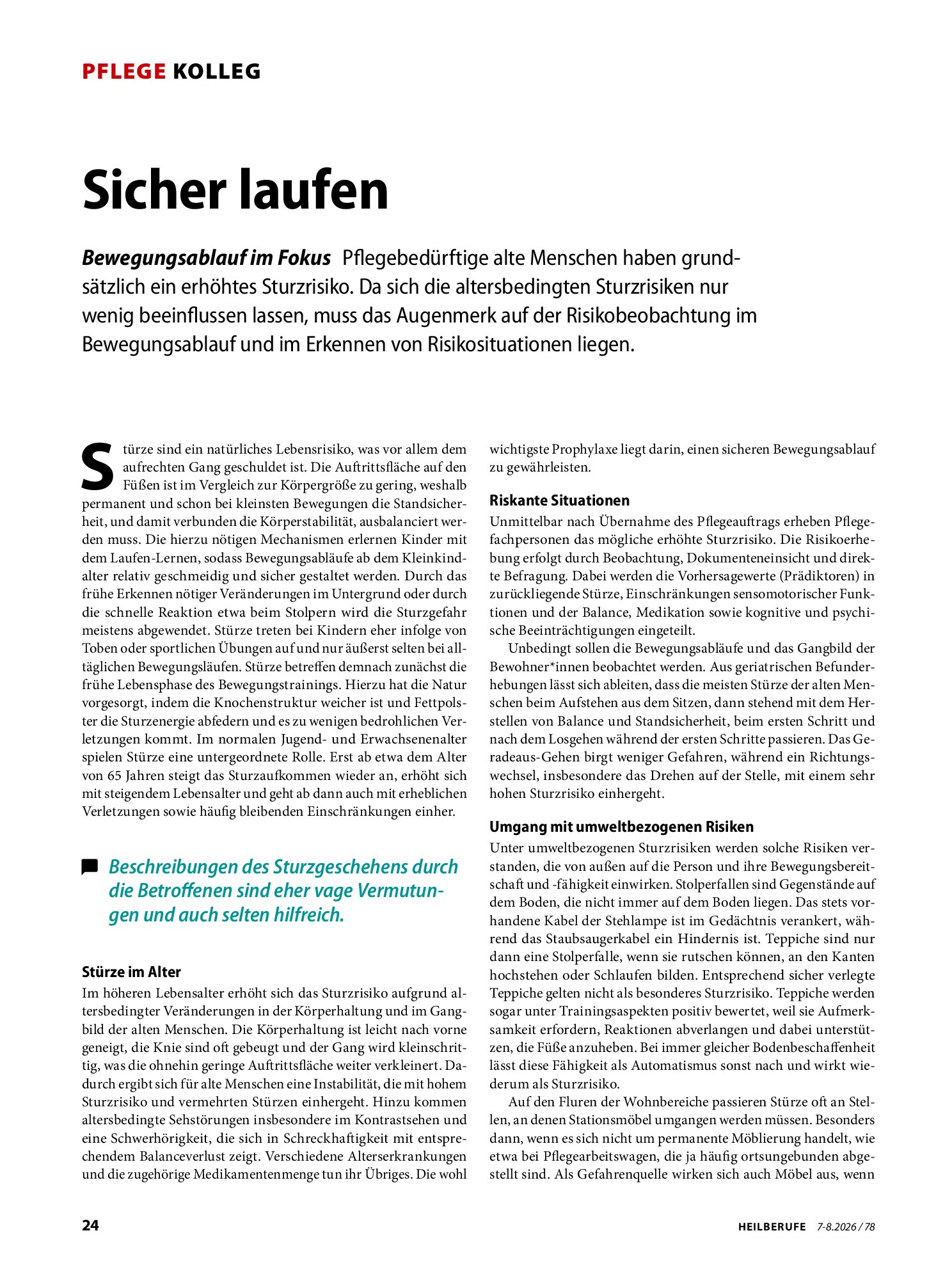 Vorschauseite 1: Sicher laufen