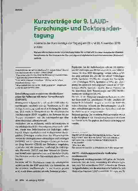 Vorschauseite 1: Kurzvorträge der 9. LÄÖD = Forschungsund Doktorandentagung Abstracts der Kurzvorträge der Tagung am 29. und 30. November 2019