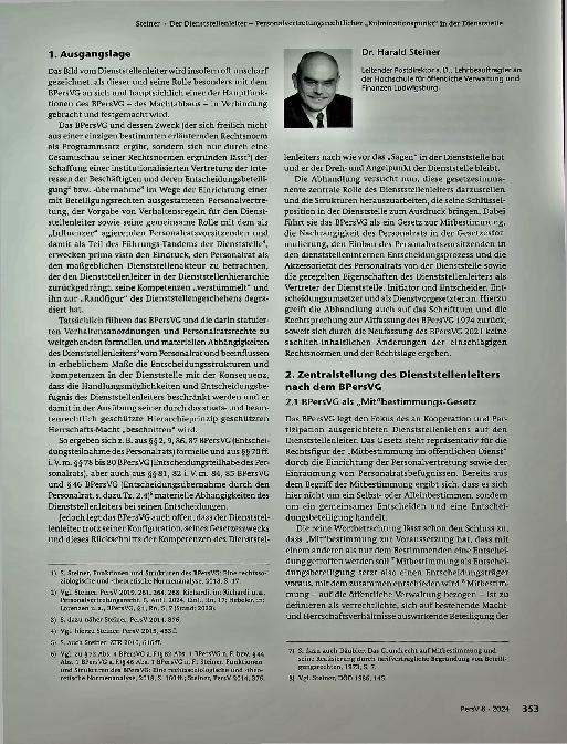 Vorschauseite 2: Der Dienststellenleiter — Personalvertretungsrechtlicher „Kulminationspunkt“ in der Dienststelle
