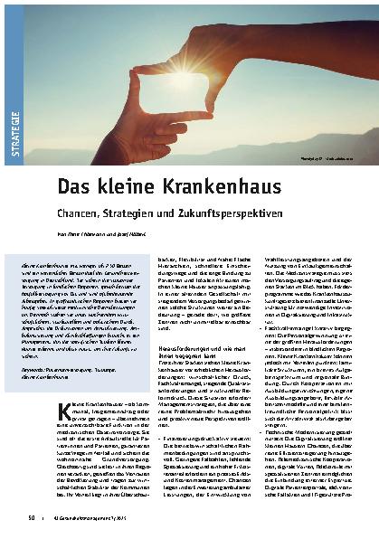 Vorschauseite 1: Das kleine Krankenhaus Chancen, Strategien und Zukunftsperspektiven