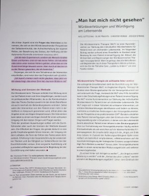 Vorschauseite 1: „Man hat mich nicht gesehen" Würdeverletzungen und Würdigung am Lebensende