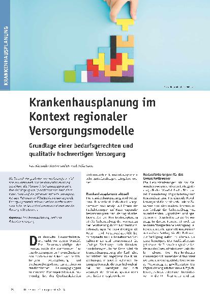 Vorschauseite 1: Krankenhausplanung im Kontext regionaler Versorgungsmodelle - Grundlage einer bedarfsgerechten und qualitativ hochwertigen Versorgung.