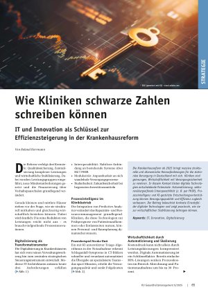 Vorschauseite 1: Wie Kliniken schwarze Zahlen schreiben können IT und Innovation als Schlüssel zur Effizienzsteigerung in der Krankenhausreform