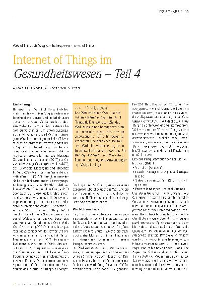 Vorschauseite 1: Internet of Things im Gesundheitswesen – Teil 4