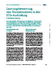 Vorschauseite 1: Leistungsbewertung von Praxiseinsätzen in der OTA-Ausbildung