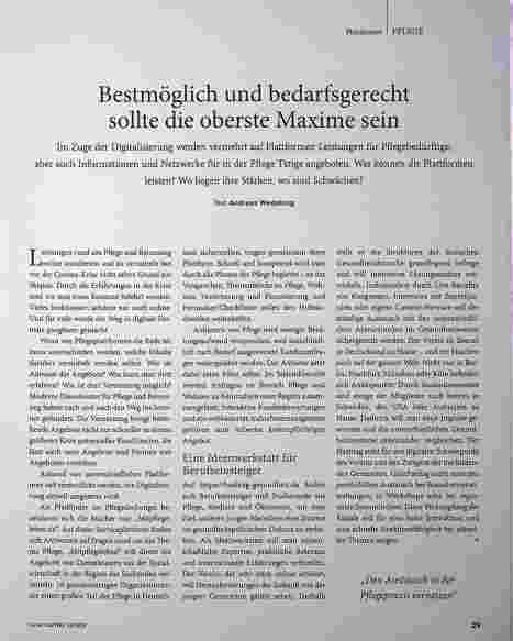 Vorschauseite 1: Bestmöglich und bedarfsgerecht sollte die oberste Maxime sein.