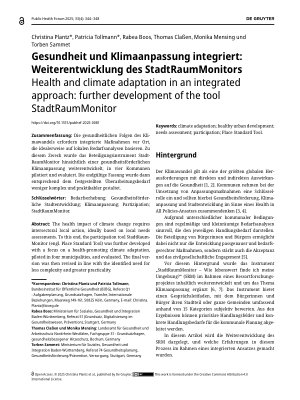 Vorschauseite 1: Gesundheit und Klimaanpassung integriert: Weiterentwicklung des StadtRaumMonitors