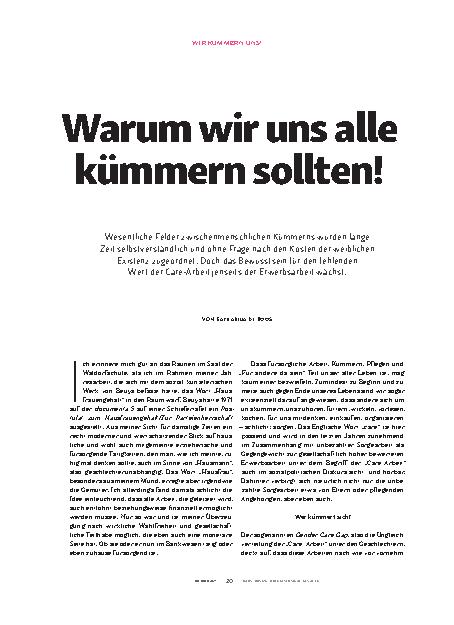Vorschauseite 1: Warum wir uns alle kümmern sollten!