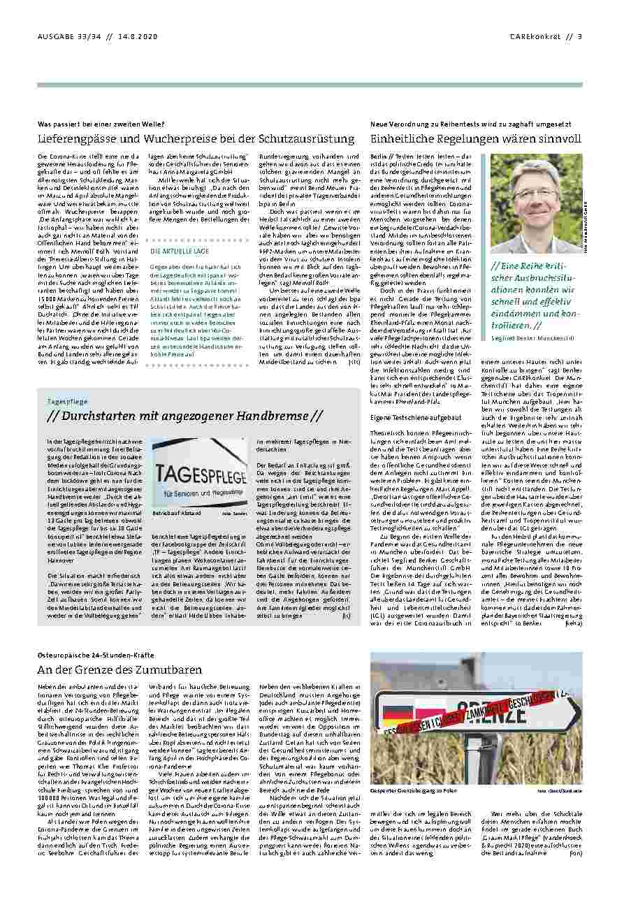 Vorschauseite 2: Die Pflege und das Virus
