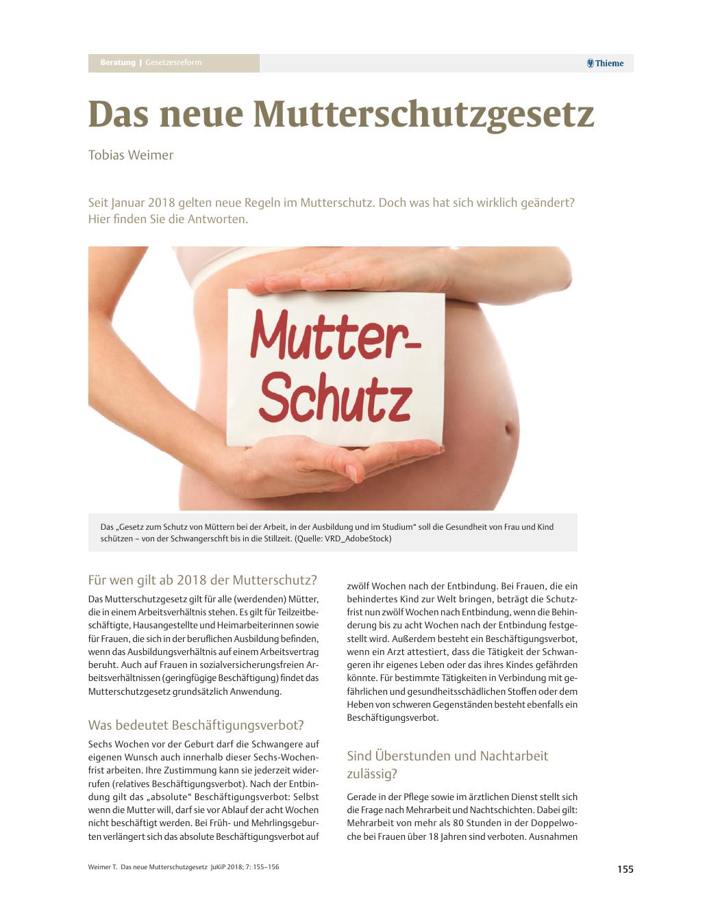 Vorschauseite 1: Das neue Mutterschutzgesetz