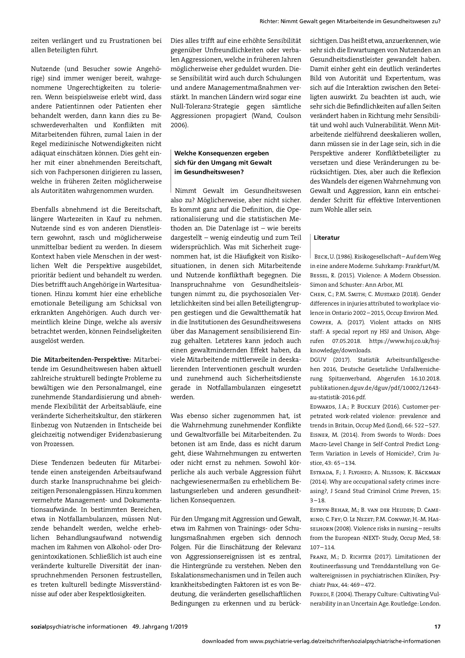 Vorschauseite 3: Nimmt Gewalt gegen Mitarbeitende im Gesundheitswesen zu? Hypothesen, Daten und soziologische Hintergründe