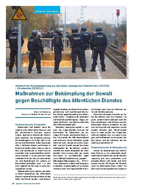 Vorschauseite 1: Maßnahmen zur Bekämpfung der Gewalt gegen Beschäftigte des öffentlichen Dienstes