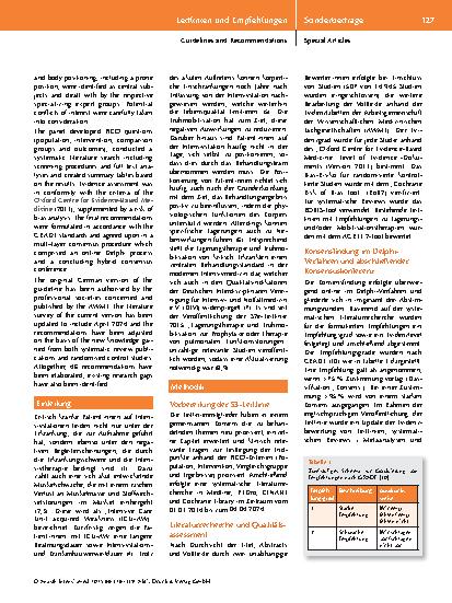 Vorschauseite 2: Übersicht S3-Leitlinie Lagerungstherapie und Mobilisation von kritisch Erkrankten auf Intensivstationen