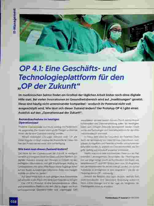 Vorschauseite 1: OP 4. 1: Eine Geschäftsund Technologieplattform für den „OP der Zukunft“